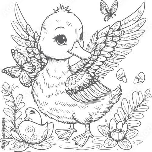 duck bird with a flower