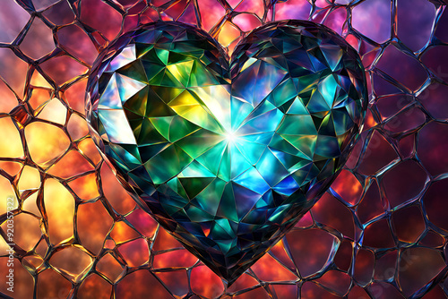 heart shaped glass, diamond heart, crystal heart, clear transparent coored glass heart