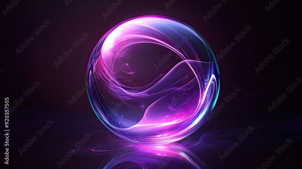 Glowing Purple Orb with Swirling Light Patterns Glowing Purple Orb with Swirling Light Patterns