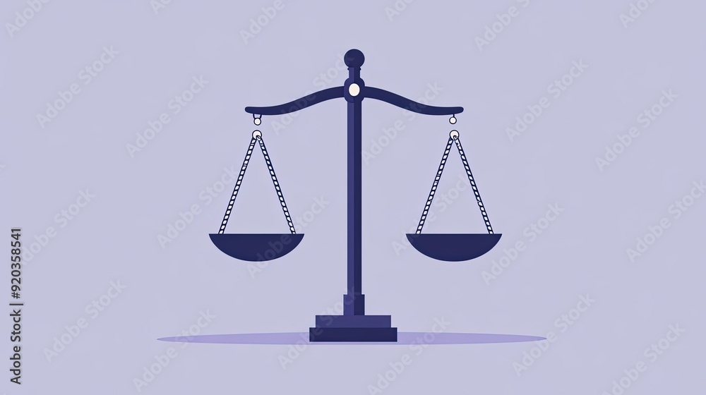A flat design illustration of a balanced scale with two bowls A flat design illustration of a balanced scale with two bowls