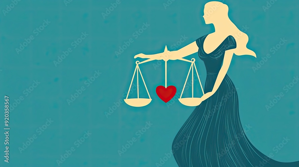 Woman Holding a Scale with a Heart in the Middle