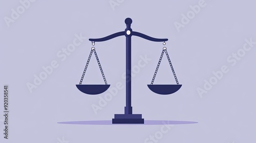 A flat design illustration of a balanced scale with two bowls photo