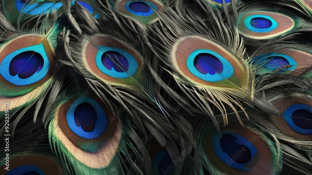 Obraz premium Close-up of peacock feathers