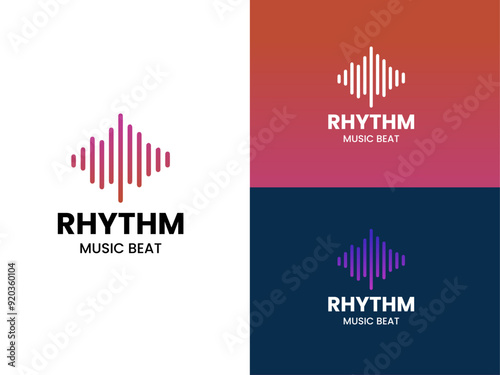 Pink and red sound wave graphic representing rhythm and music beat logo design template. Suitable for music-related designs, album covers, and event promotions.