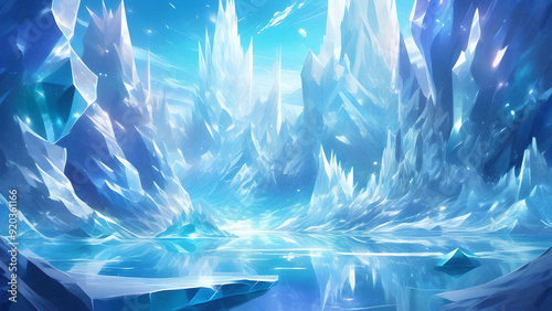Anime blue ice abstract background