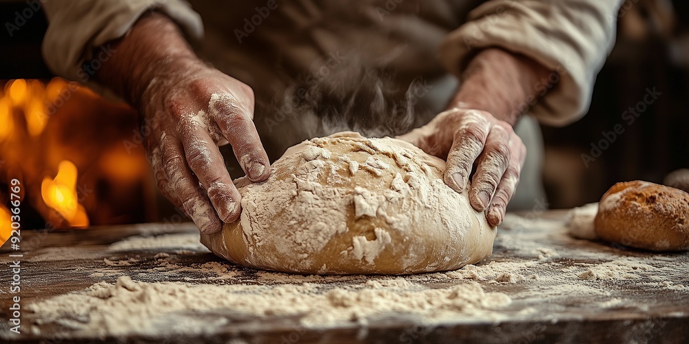 Traditional Sourdough Bread Preparation: A Sepia-Toned Journey, generative ai Traditional Sourdough Bread Preparation: A Sepia-Toned Journey, generative ai