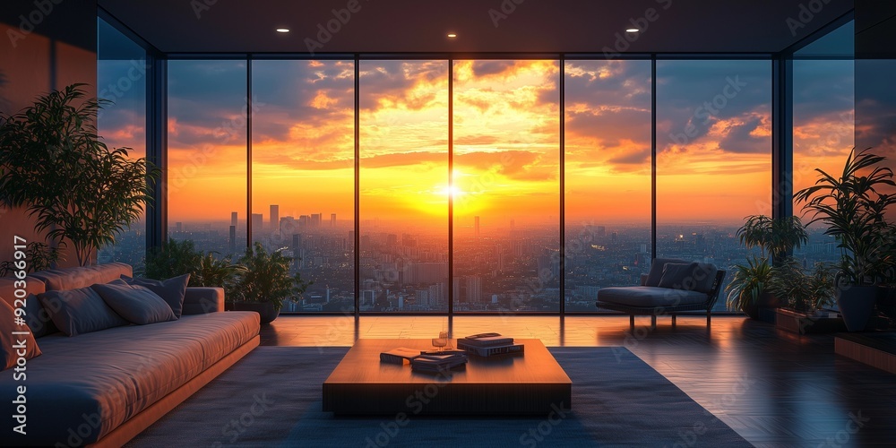 Fototapeta premium Contemporary Urban Living Space Bathed in Soft Light, generative ai
