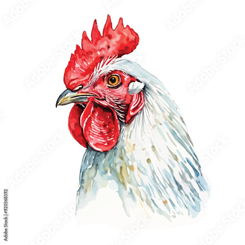 Chicken watercolor illustration. Hand drawn underwater element design. Artistic vector marine design element. Illustration for greeting cards, printing and other design projects.
