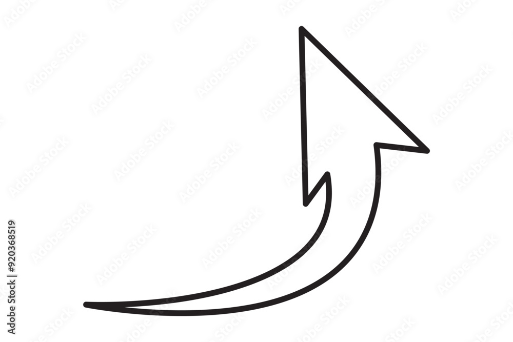 Sharp curved arrow icon. Black rounded arrow. Direction pointer pointing up Sharp curved arrow icon. Black rounded arrow. Direction pointer pointing up