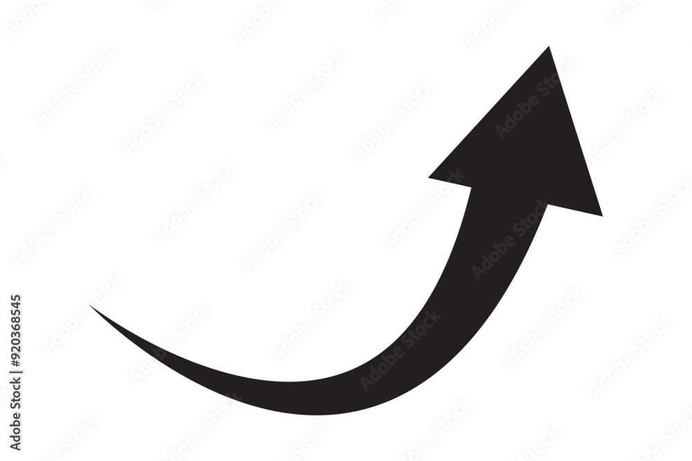 Sharp curved arrow icon. Black rounded arrow. Direction pointer pointing up Sharp curved arrow icon. Black rounded arrow. Direction pointer pointing up