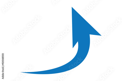 Sharp curved arrow icon. Black rounded arrow. Direction pointer pointing up