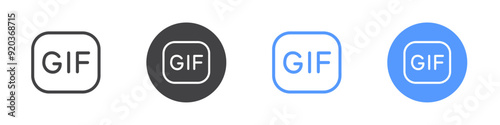 GIF icon Flat simple outline set
