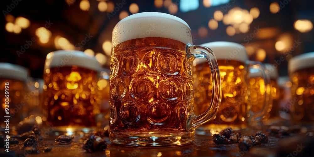 Joyful Oktoberfest Celebration in a Festive Beer Tent, generative ai Joyful Oktoberfest Celebration in a Festive Beer Tent, generative ai