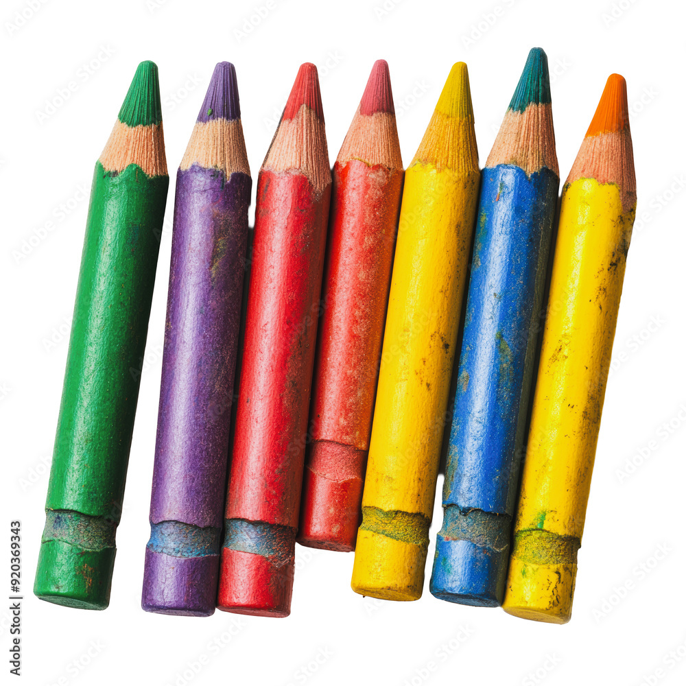 PNG Crayons in a row on white background PNG Crayons in a row on white background