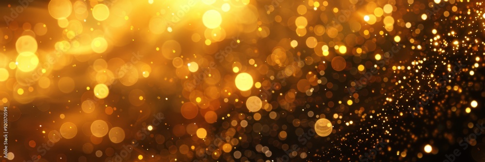 Stunning abstract background with golden glitter and bokeh lights, ideal for festive and cheerful designs