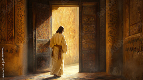 Jesus standing at the door and knocking