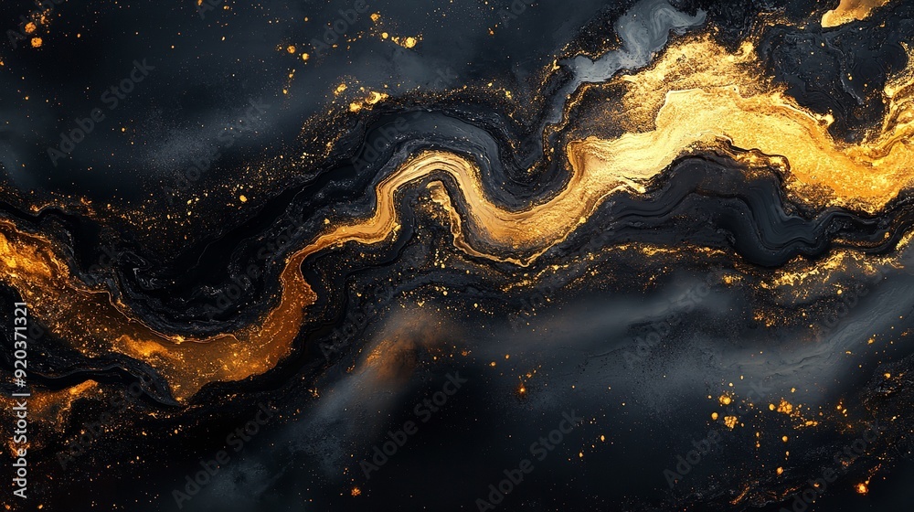 Acrylic textured art in black and gold colors in a stylized fashion background Acrylic textured art in black and gold colors in a stylized fashion background