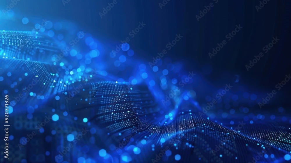 Abstract Blue Digital Landscape with Bokeh