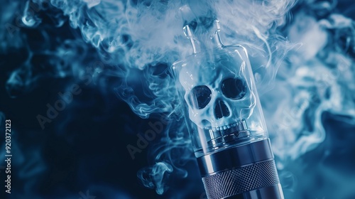 Wallpaper Mural A close-up of an e-cigarette emitting smoke filled with toxic symbols representing nicotine and formaldehyde Torontodigital.ca