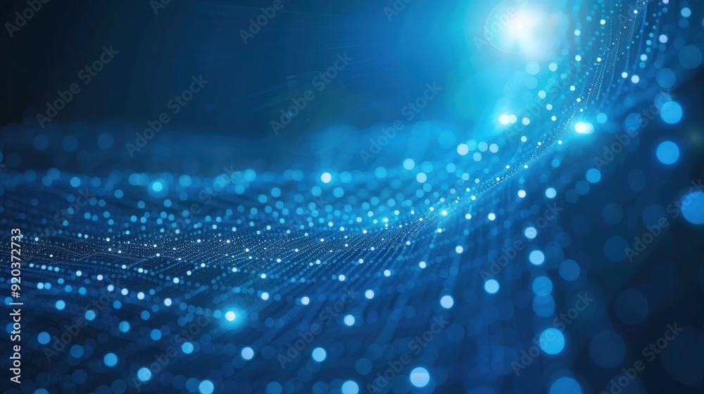 Abstract Blue Digital Wave with Glowing Circles Abstract Blue Digital Wave with Glowing Circles