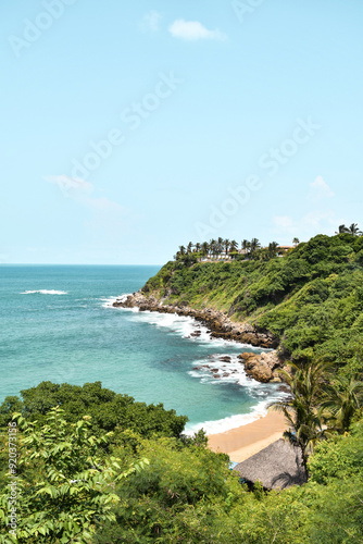 Photography View of tropical beach Carrizalillo, Puerto Escondido, Oaxaca, Mexico