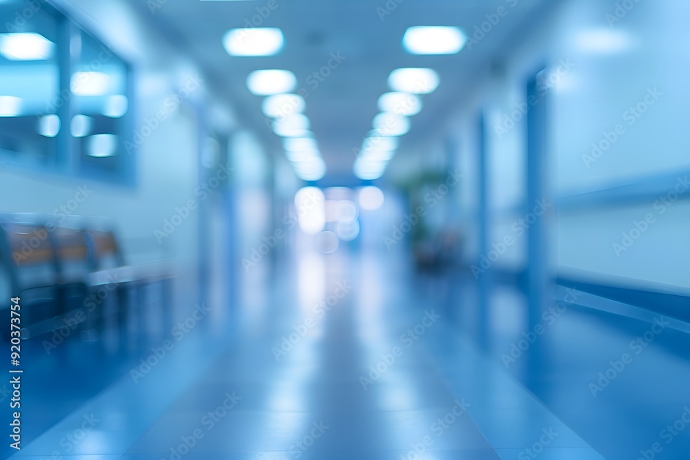 Blurred View of a Hospital Corridor with Soft Lighting Blurred View of a Hospital Corridor with Soft Lighting
