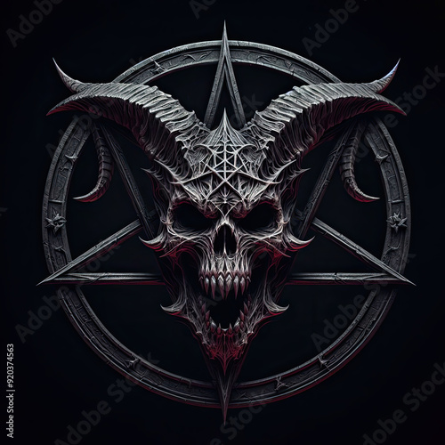 skull of a demon screaming skull with satanic creature faces