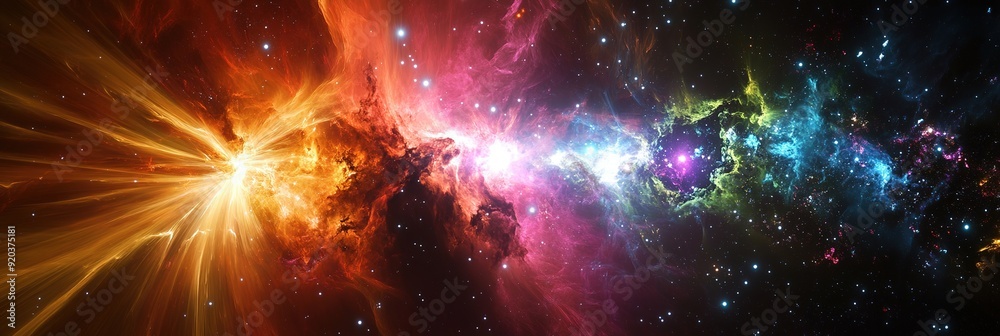 Obraz premium Colorful Stars Collision: Explosive Cosmic Display