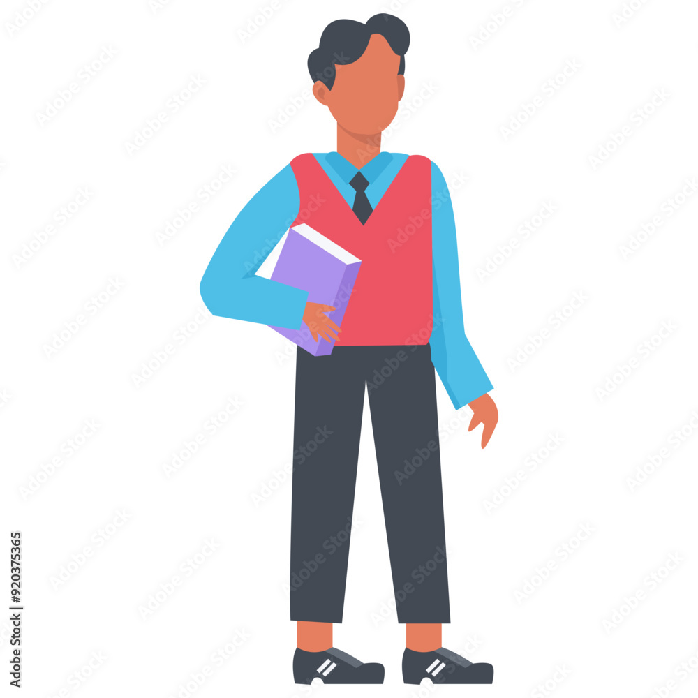 Teacher Profession Character with Flat Cartoon Design. Vector Illustration Teacher Profession Character with Flat Cartoon Design. Vector Illustration