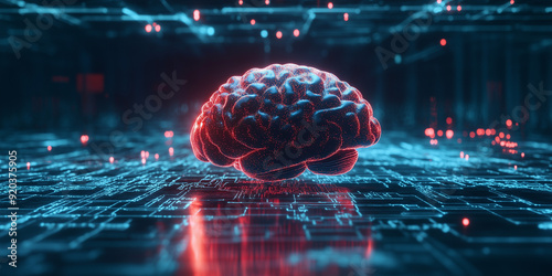 Futuristic AI Technology Illustration - Artificial Intelligence in Action - stock photo