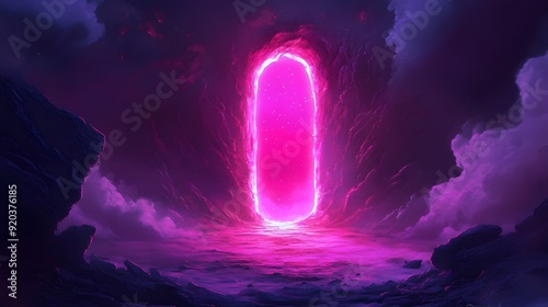 Wallpaper Mural A glowing pink portal in a dramatic, cloudy sky. The portal is a vibrant, otherworldly gateway to the unknown. Torontodigital.ca