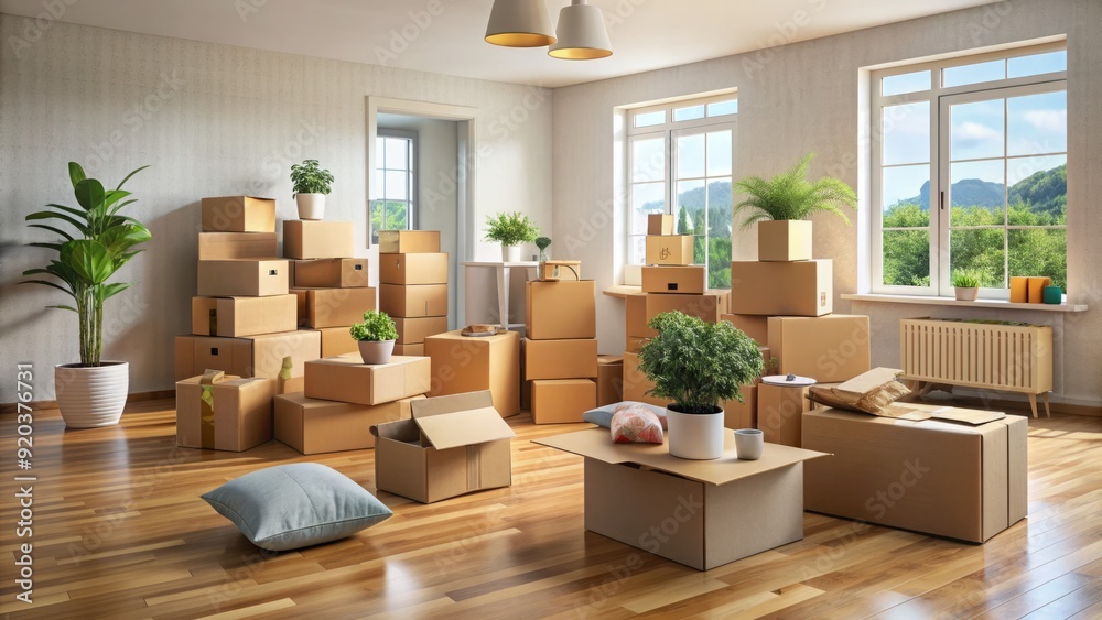 Empty boxes and packing supplies scattered on a cluttered floor, with a half-filled box in the foreground, ready for a big move. Empty boxes and packing supplies scattered on a cluttered floor, with a half-filled box in the foreground, ready for a big move.