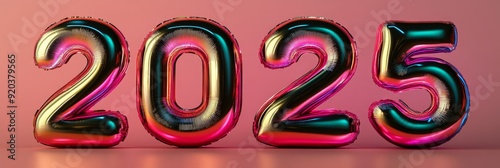 2025 in sleek and modern sansserif typography with a metallic gradient finish and subtle shadowing perfect for futuristic designs and technologyrelated themes