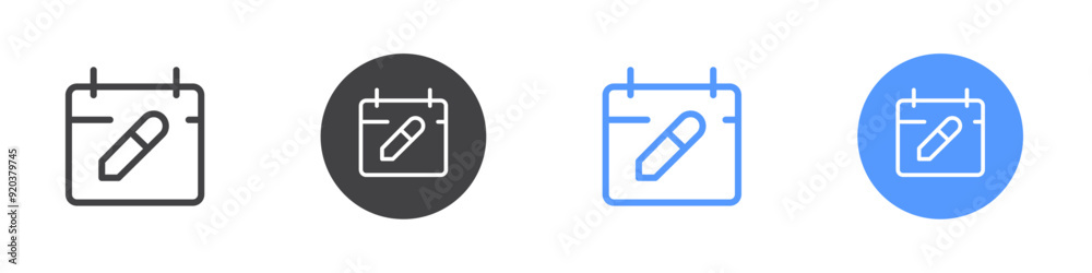 Calander icon linear graphics set vector in black Calander icon linear graphics set vector in black