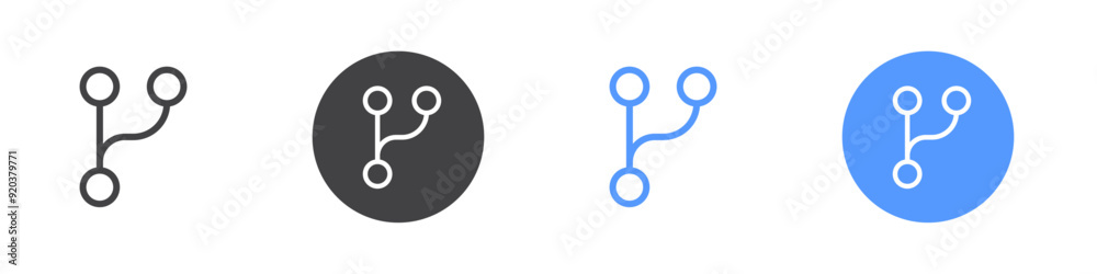 Code branch icon linear graphics set vector in black