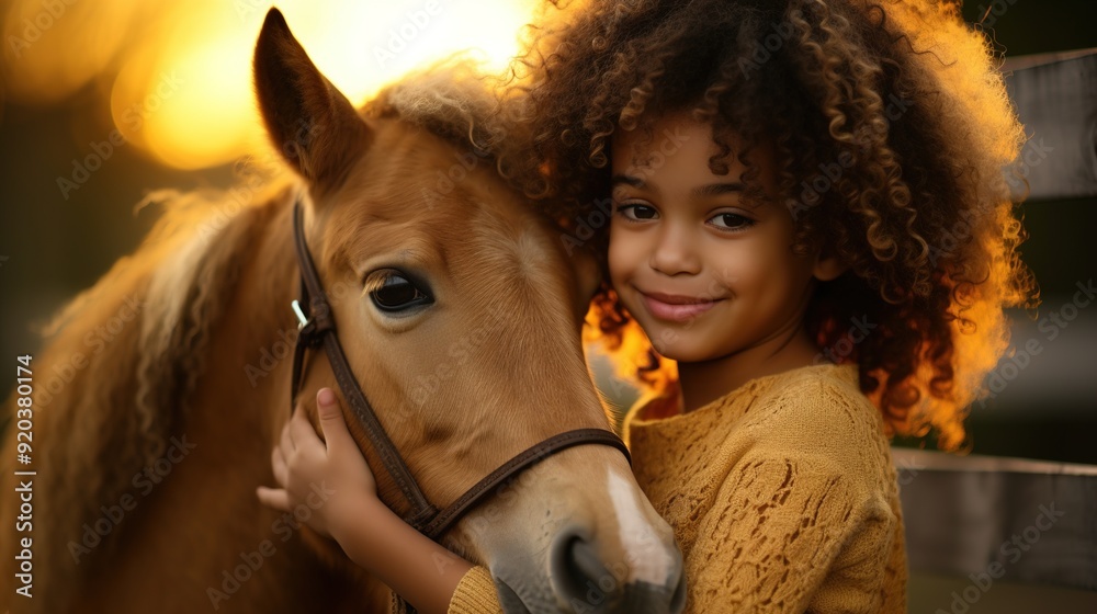 Fototapeta premium girl with horse