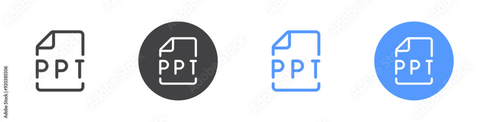 PPT icon linear graphics set vector in black PPT icon linear graphics set vector in black