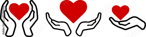 Hands icon with heart. symbol of love. charity web icon. Esp10 vector.