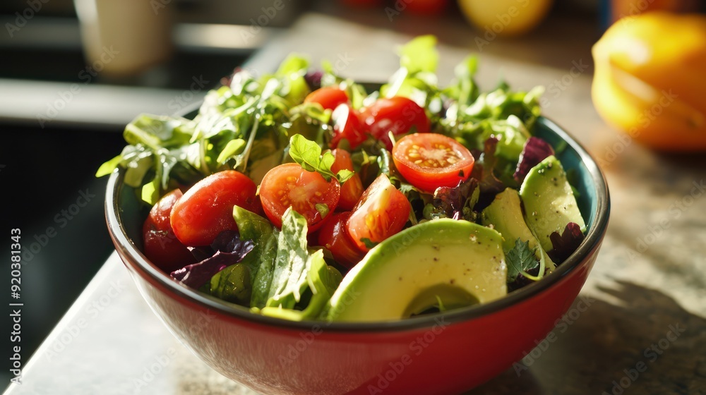 Fresh Green Salad with Avocado and Cherry Tomatoes Fresh Green Salad with Avocado and Cherry Tomatoes