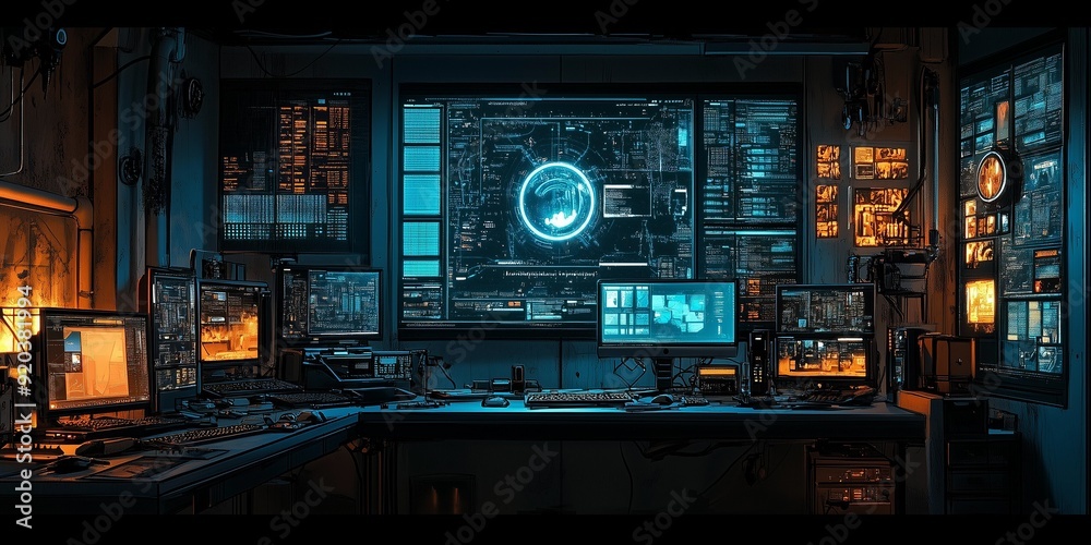 Superhero Working Remotely in a High-Tech Lair, generative ai Superhero Working Remotely in a High-Tech Lair, generative ai