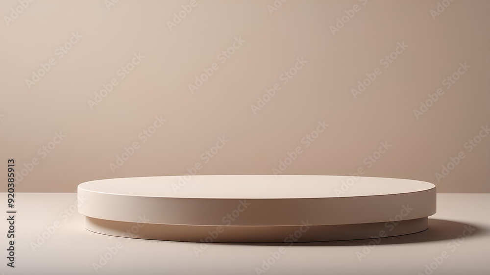 A neutral-toned podium with a smooth, flat surface, positioned in a soft, ambient light, perfect for close-up product photography. A neutral-toned podium with a smooth, flat surface, positioned in a soft, ambient light, perfect for close-up product photography.