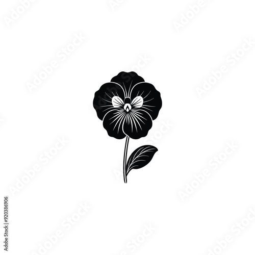 pansy flower in contour style for floriculture, summer design and coloring book.