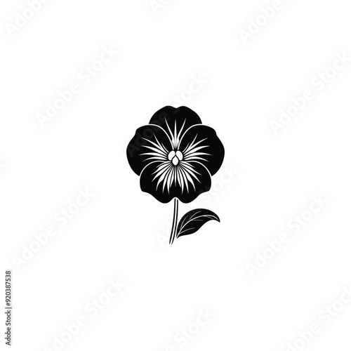 pansy flower in contour style for floriculture, summer design and coloring book.