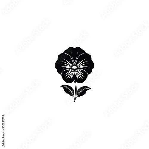 pansy flower in contour style for floriculture, summer design and coloring book.