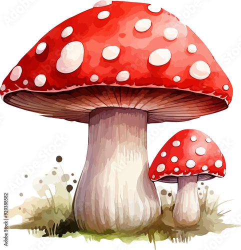 Wallpaper Mural Watercolor Mushroom Red And White Vector Illustration. Torontodigital.ca