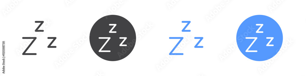Snooze icon Flat simple outline set Snooze icon Flat simple outline set