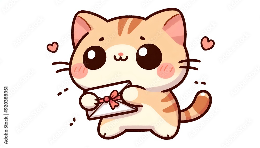 Cute cartoon cat image, white background Cute cartoon cat image, white background