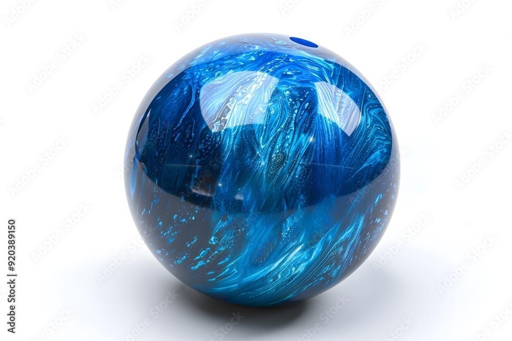 Stunning Blue Bowling Ball with Swirling Patterns Stunning Blue Bowling Ball with Swirling Patterns