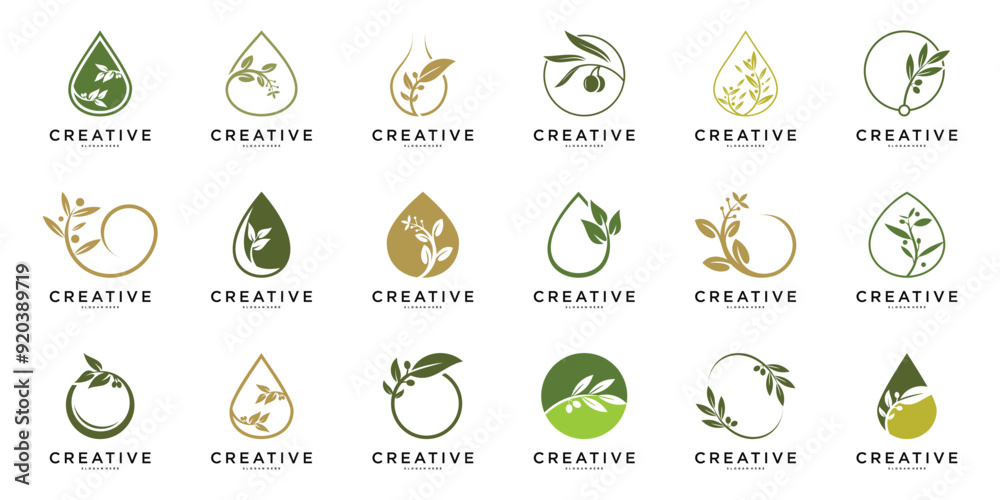 Set of abstract olive oil logo design template. Premium Vector Set of abstract olive oil logo design template. Premium Vector