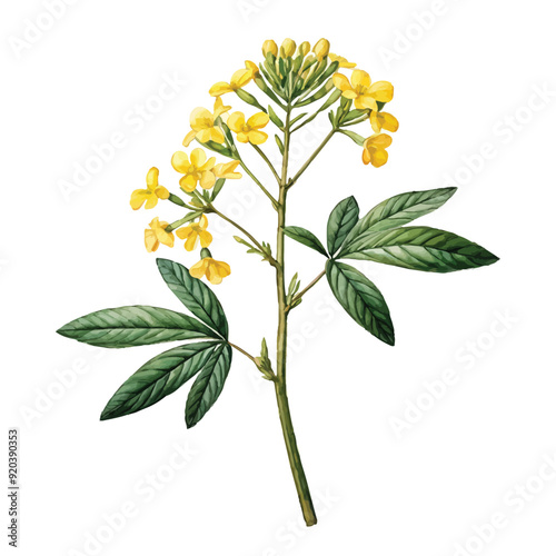 Tanners Cassia watercolor illustration. Hand drawn underwater element design. Artistic vector marine design element. Illustration for greeting cards, printing and other design projects.
